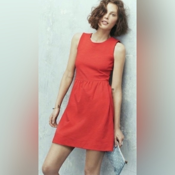 Madewell Red 100% Silk Shirred Dress Women’s Size 6 03501 - Picture 10 of 11